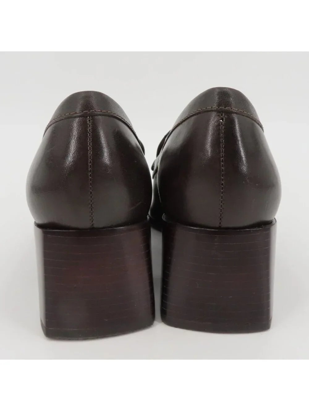 Bandolino VISIONARY Women 8 M Solid Brown Leather Block Heel Shoes Pumps Loafers